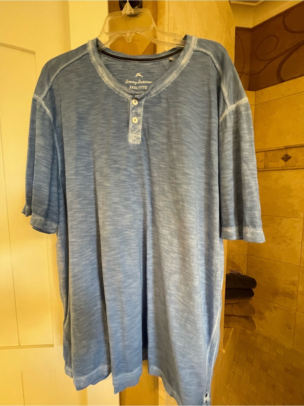 Tommy Bahama Light Blue Short-Sleeve Henley Shirt
